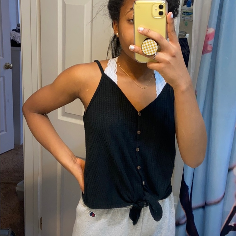 Black strapped top with buttons| NEVER WORN